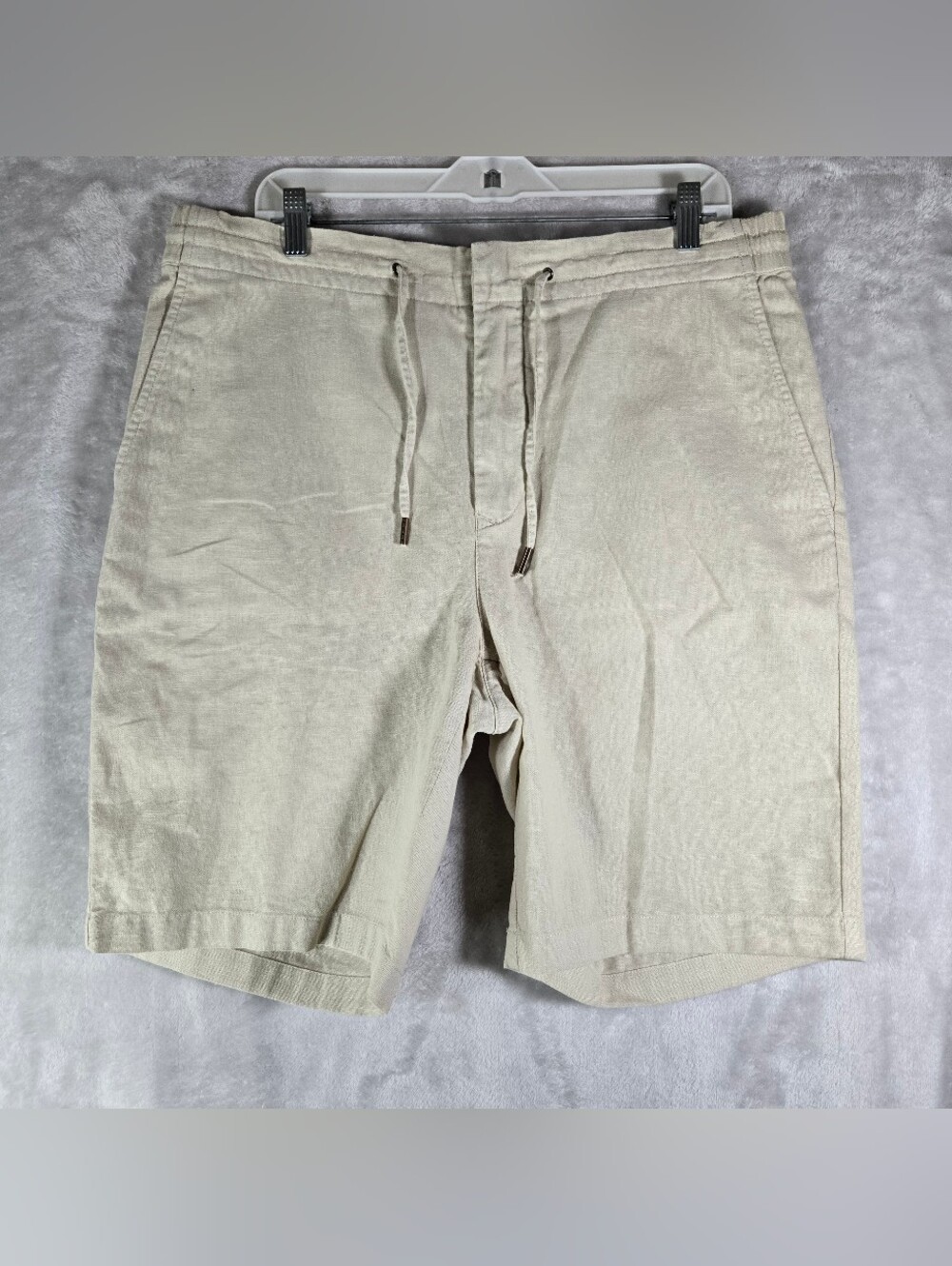 Barbour Linen Cotton Blend Shorts Mens Size 36 Tan Chinos Drawstring 10”